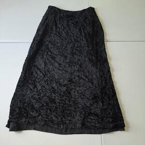 Y2K Whimsigoth Witch Skirt Womens 10 Black Paisley Velvet A-Line Maxi Lined